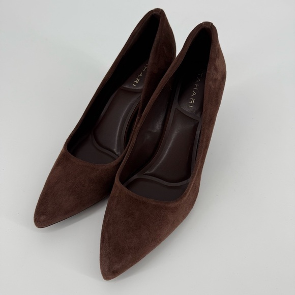 Tahari Brown Suede Pointed Toe Pumps Women’s Size 8.5 Heels Elegant Classic - Picture 2 of 6